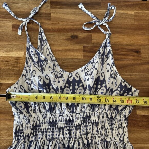 LA PLAGE Size Large Beaufort Strappy Maxi Dress Blue White Pockets Resort Boho - Picture 6 of 16
